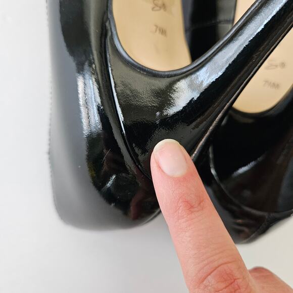 Corso Como Patent Leather Pumps, Size 7.5M Black Almond Toe - Picture 10 of 10